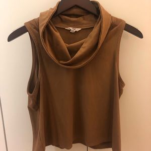 Faux suede sleeveless cowlneck top size small